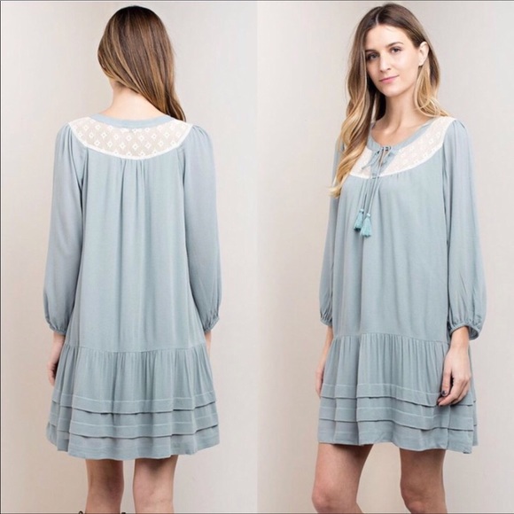 SB Glam Dresses & Skirts - Sage Green Boho Lace Dress